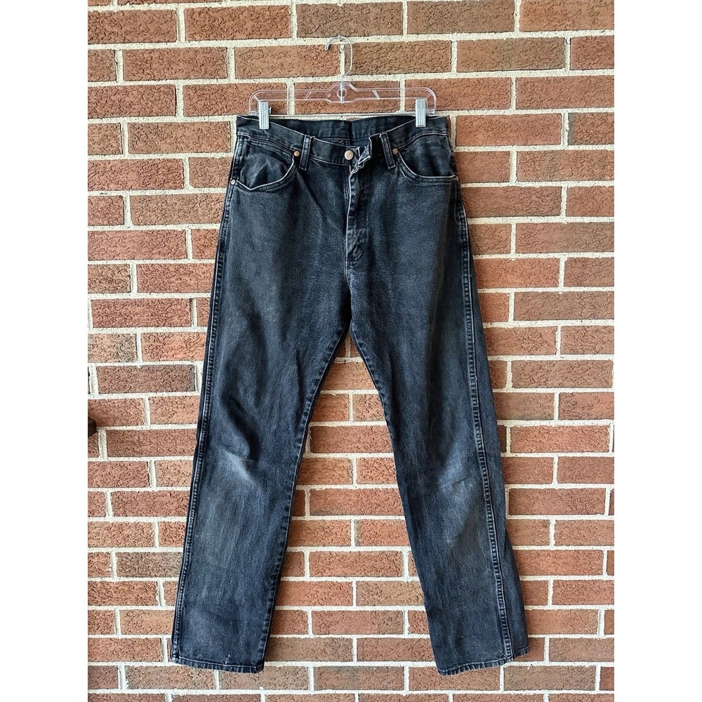Wrangler Cowboy Cut Jeans Mens 34x32 Faded Black Straight Leg Western Denim